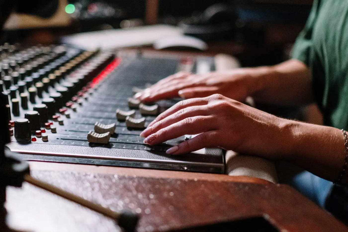 Professional DJ and audio console in an upscale hospitality setting
